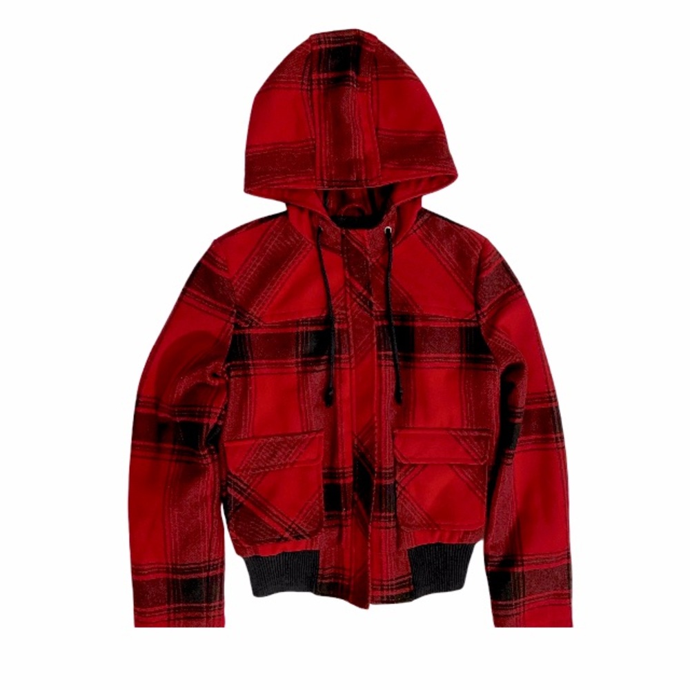 Old Navy-Red&Black Buffalo Wool Jacket Girl-L - Picture 1 of 4